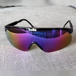 bolle Edge 13 Vintage Adjustable Frame Sunglasses Black/Mirrored Fance,Preowned